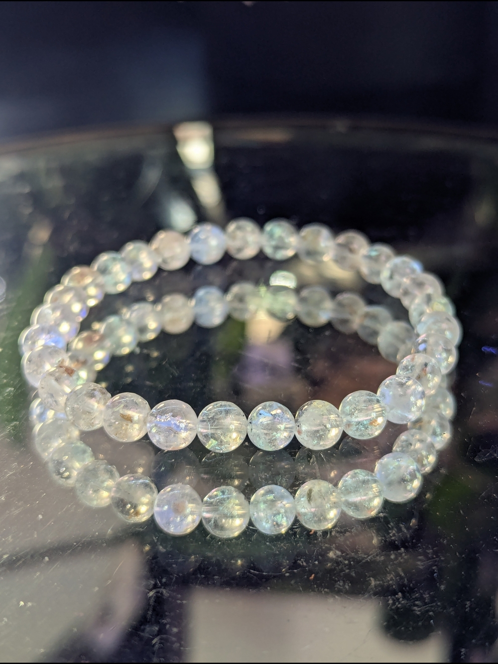 AA+ Quality Herkimer Diamond Bead Crystal Stretch Bracelet Specimen Florescent
